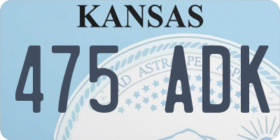 KS license plate 475ADK
