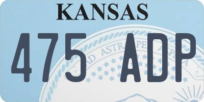 KS license plate 475ADP