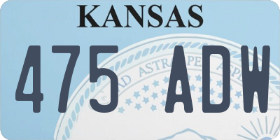 KS license plate 475ADW