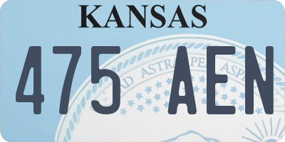KS license plate 475AEN