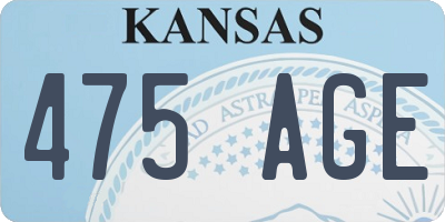 KS license plate 475AGE
