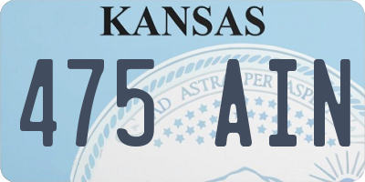 KS license plate 475AIN