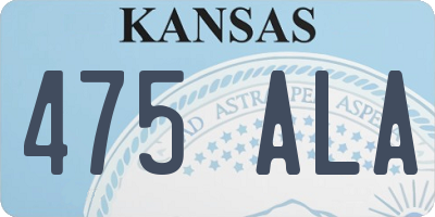 KS license plate 475ALA