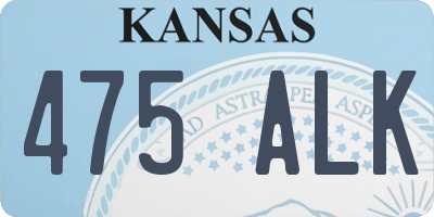KS license plate 475ALK