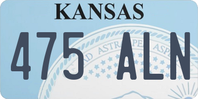 KS license plate 475ALN