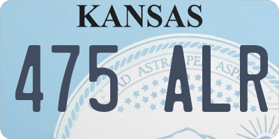 KS license plate 475ALR