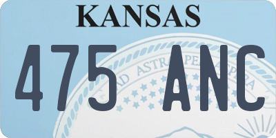 KS license plate 475ANC