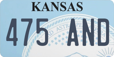 KS license plate 475AND