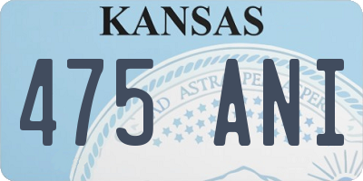 KS license plate 475ANI