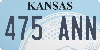 KS license plate 475ANN
