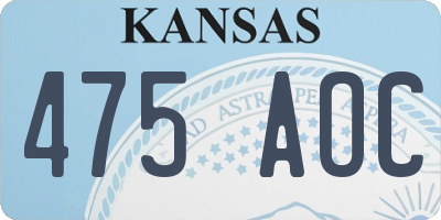 KS license plate 475AOC