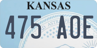 KS license plate 475AOE