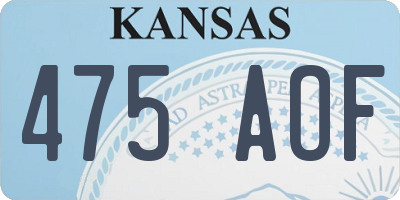 KS license plate 475AOF