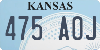 KS license plate 475AOJ