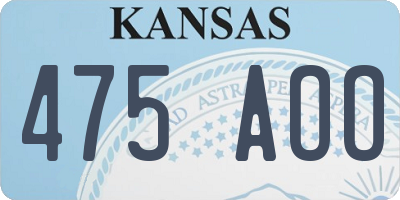 KS license plate 475AOO