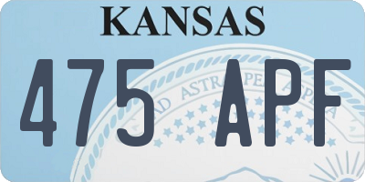 KS license plate 475APF