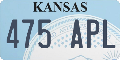 KS license plate 475APL