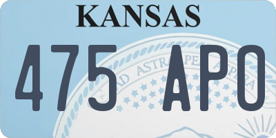 KS license plate 475APO