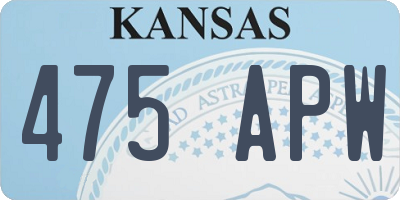 KS license plate 475APW