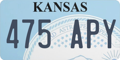 KS license plate 475APY