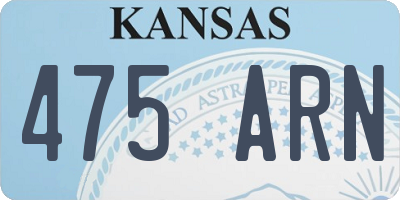 KS license plate 475ARN