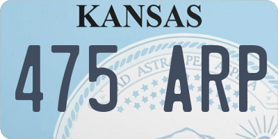 KS license plate 475ARP