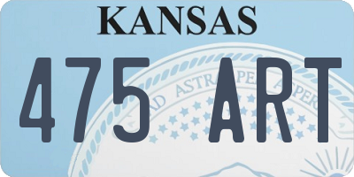 KS license plate 475ART