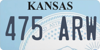 KS license plate 475ARW