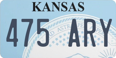 KS license plate 475ARY