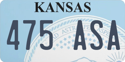 KS license plate 475ASA