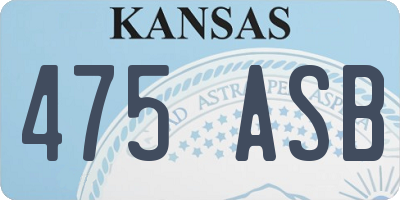 KS license plate 475ASB