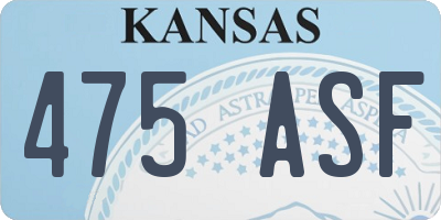 KS license plate 475ASF