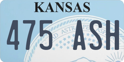 KS license plate 475ASH