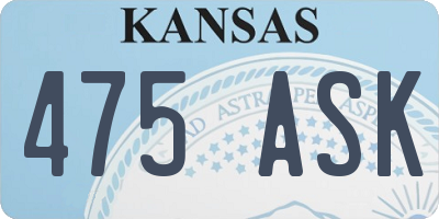 KS license plate 475ASK