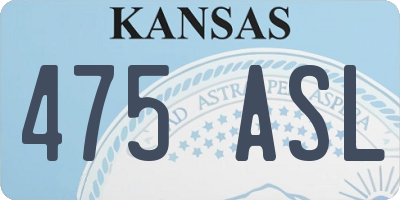 KS license plate 475ASL