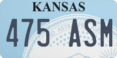 KS license plate 475ASM