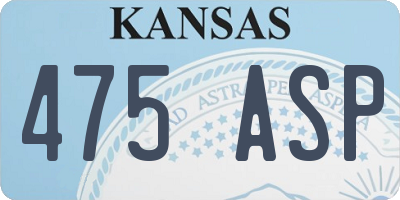KS license plate 475ASP