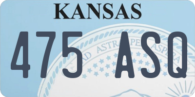 KS license plate 475ASQ