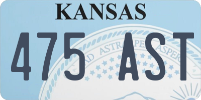 KS license plate 475AST