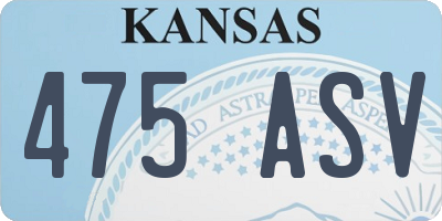 KS license plate 475ASV