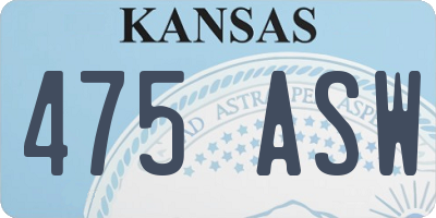 KS license plate 475ASW