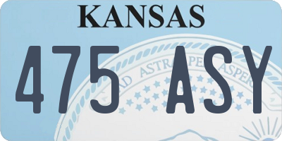 KS license plate 475ASY