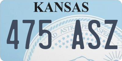KS license plate 475ASZ