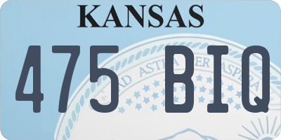 KS license plate 475BIQ