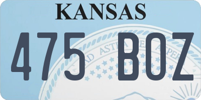 KS license plate 475BOZ