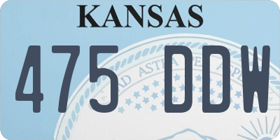 KS license plate 475DDW