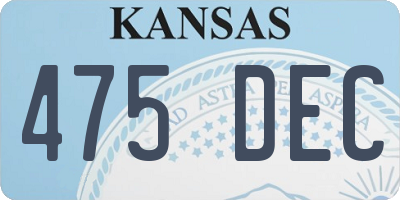 KS license plate 475DEC