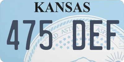 KS license plate 475DEF