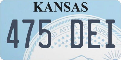 KS license plate 475DEI