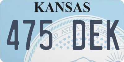 KS license plate 475DEK